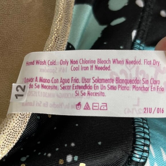 Justice Girls Reversible Sports Bra Black Gold Shiny Size Large 12/14 New - Picture 9 of 12